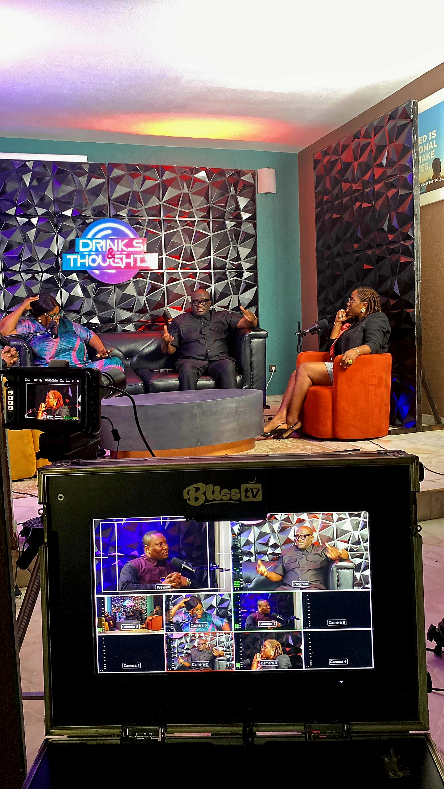 Drinks & Thoughts Podcast production set